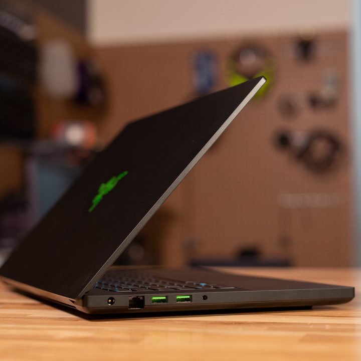 The side profile of the Razer Blade 15 Base Model.