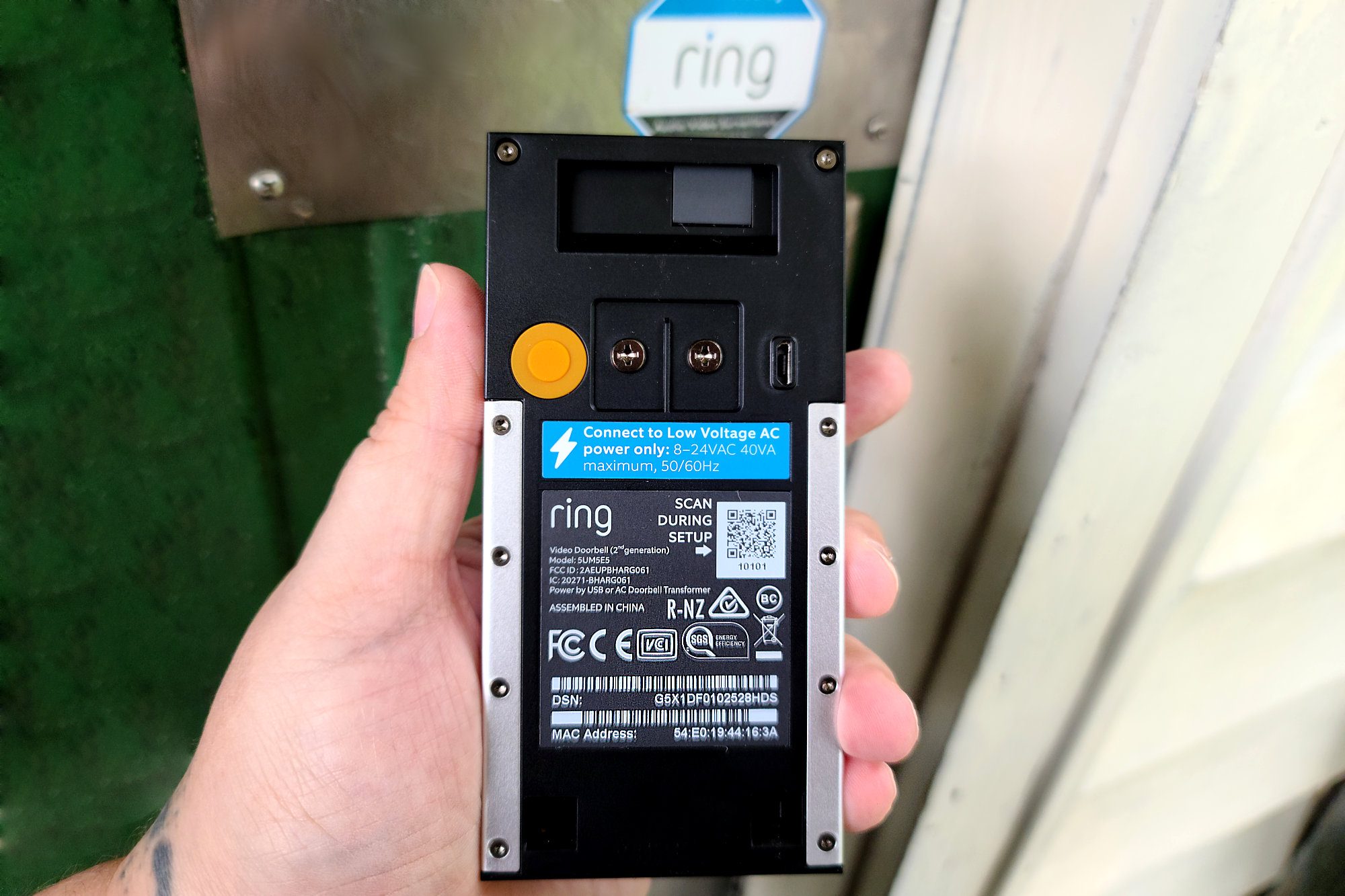 Ring Video Doorbell Gen 2 Back