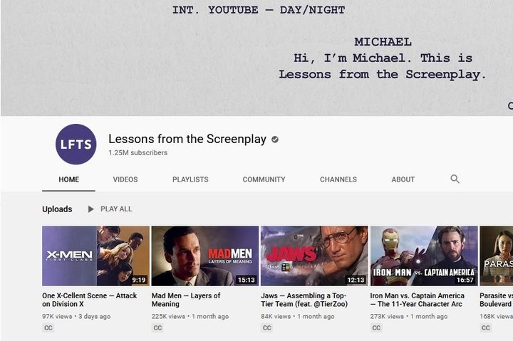 Lessons From the Screenplay YouTube channel screenshot
