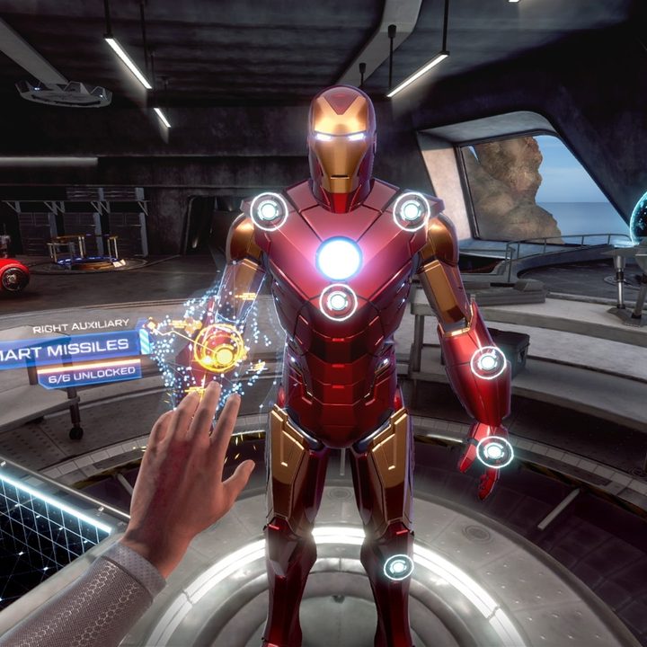 Changing suits in Iron Man VR.