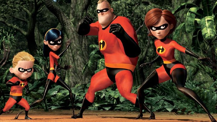 The family posing in the jungle in The Incredibles.