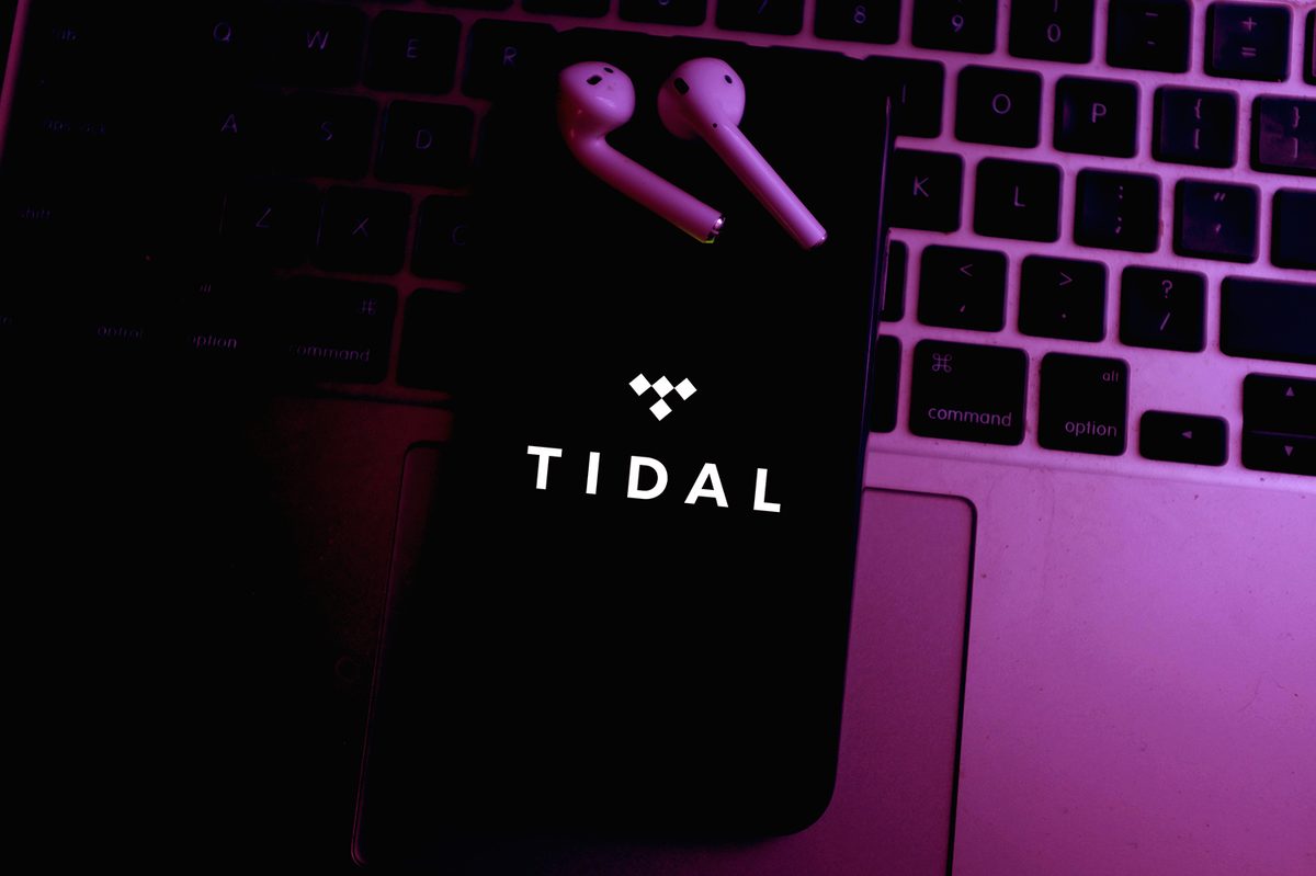 Smart phone with the Tidal logo