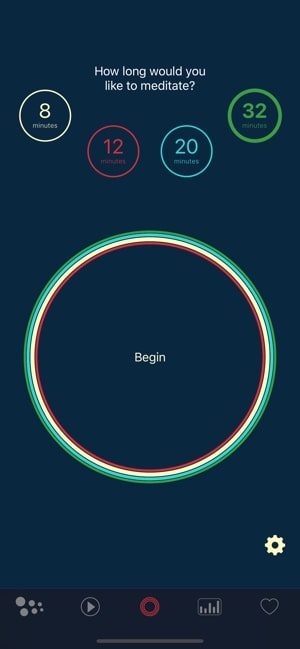 Image shows a screenshot of the Timeless Meditation app with a meditation timer