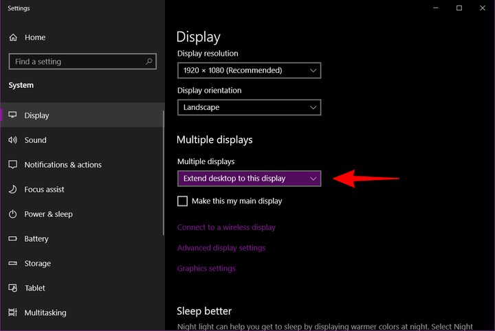 Windows 10 Extend DEsktop to TV