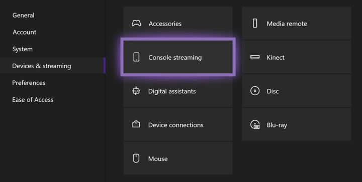 Xbox Enable Console Streaming