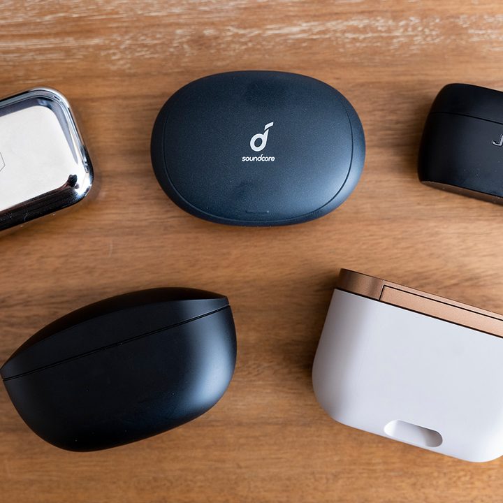 A collection of truly wireless earbuds from different brands.