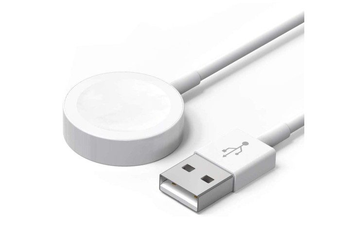 Photo shows a magnetic charging cable for Apple Watch
