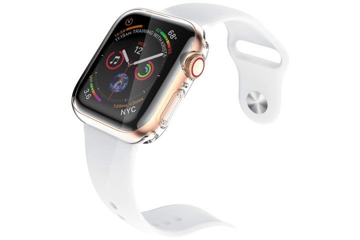Photo shows an Apple Watch in a Smiling Clear Case