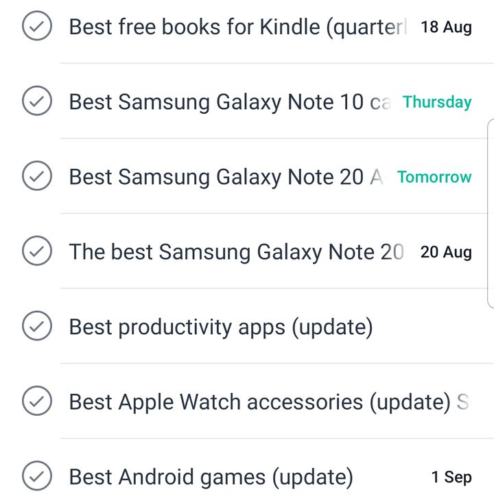 Screenshot of the Asana app for Android showing a list of My Tasks
