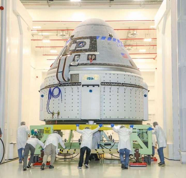The CST-100 Starliner spacecraft to be flown on Boeing’s Orbital Flight Test (OFT) is viewed Nov. 2, 2019