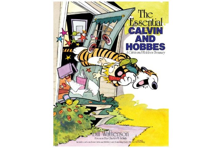Photo shows the cover of The Essential Calvin and Hobbes with illustrations by Bill Watterson