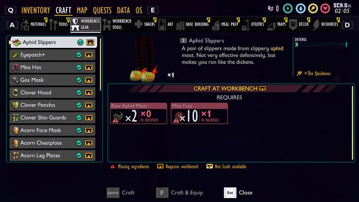 Grounded armor tier list Aphid Slippers