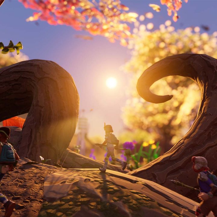 Grounded player running on a wooden log.