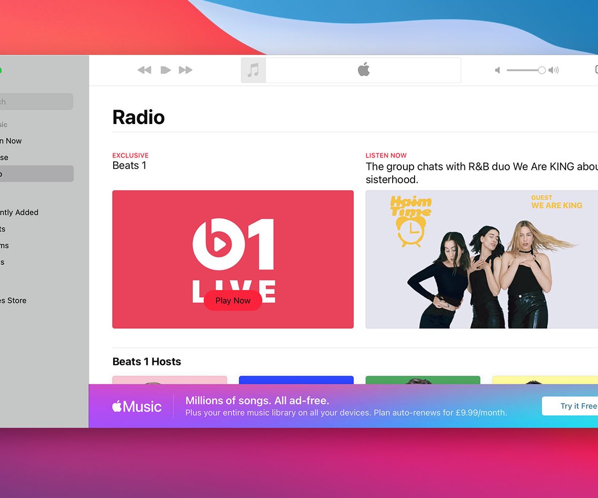 Apple's Music app on MacOS Big Sur