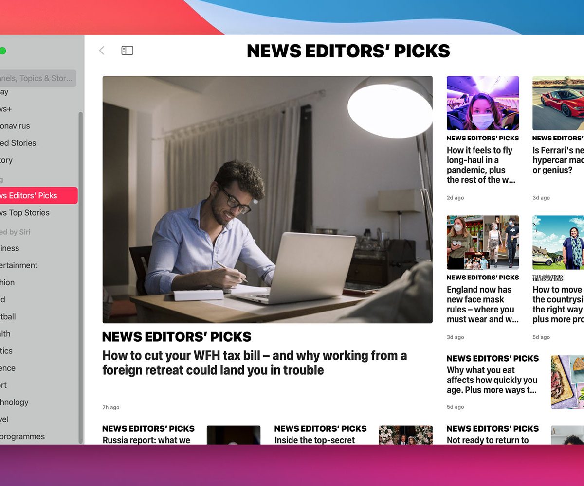 Apple's News app on MacOS Big Sur