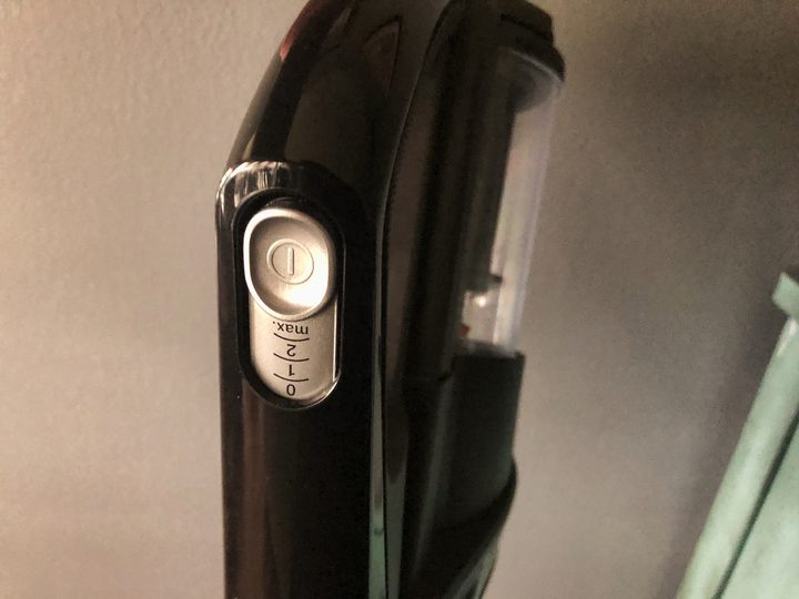 Miele Triflex HX1 Cat & Dog vacuum power button closeup