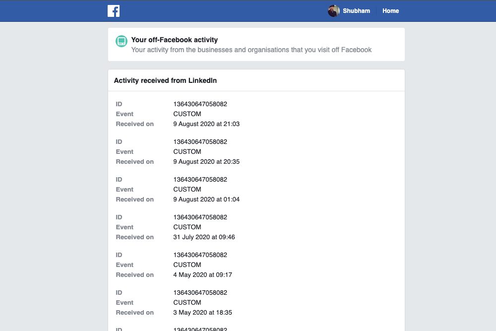 Off Facebook activity third-party data