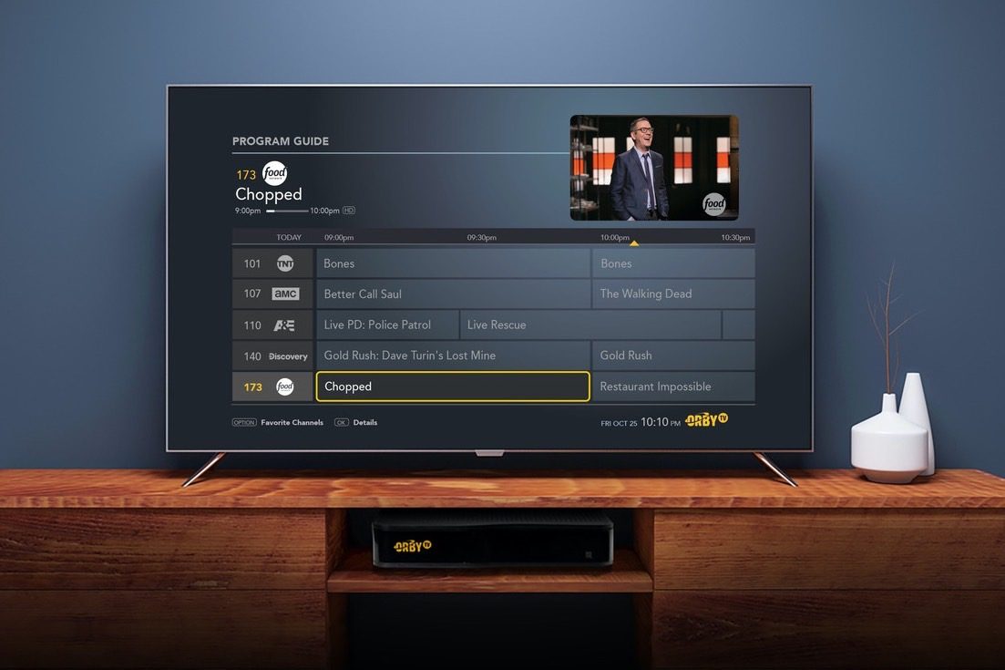 Orby TV on-screen guide