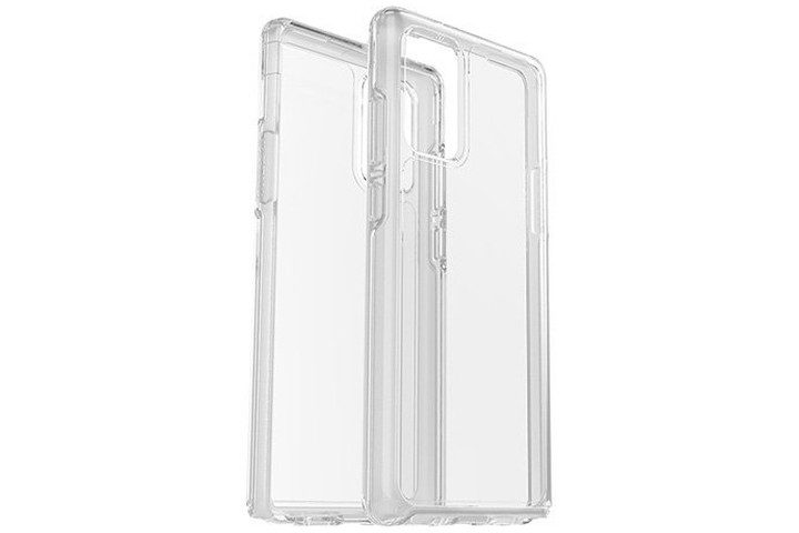 Photo shows the front and back view of a clear case for the Samsung Galaxy Note 20 from OtterBox