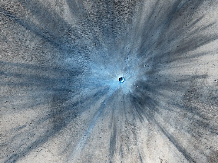 A dramatic, fresh impact crater