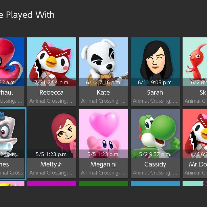 Nintendo Switch Previously Played Screen