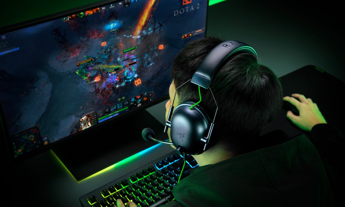 player using Razer BlackShark headset