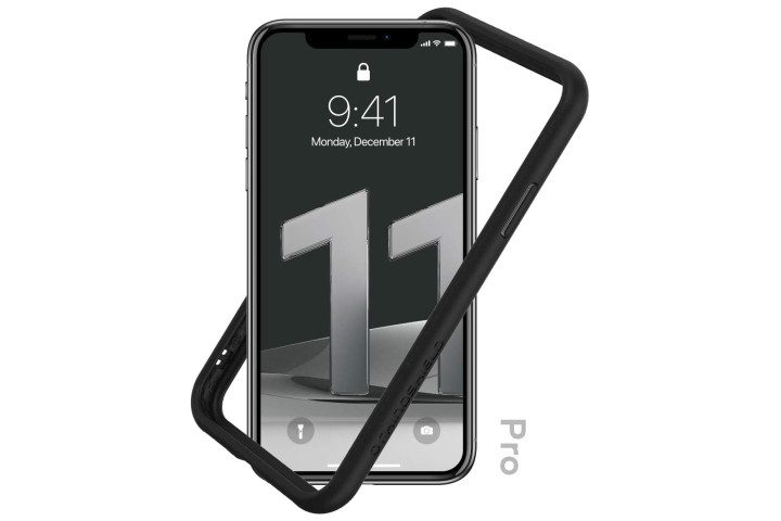 Photo shows an iPhone 11 Pro with a black Rhinoshield Crashguard NX case