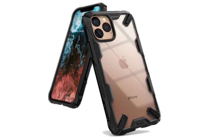 Photo shows the front and rear views of an iPhone 11 Pro in a Ringke Fusion X Case