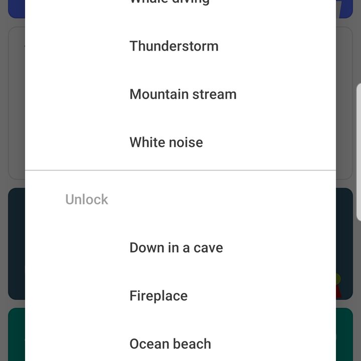 Screenshot of the Sleep as Android app showing available lullabies
