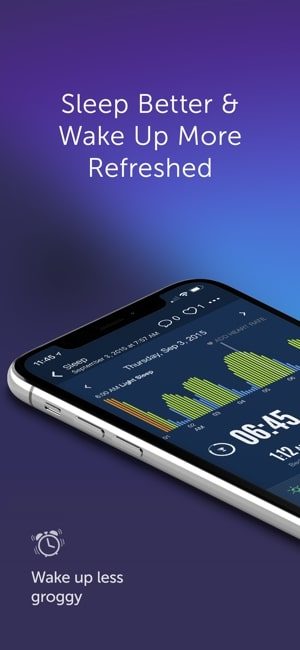 Screenshot of the Sleep Time app for iOS with a picture of a phone screen and text saying "Sleep better & wakeup more refreshed"