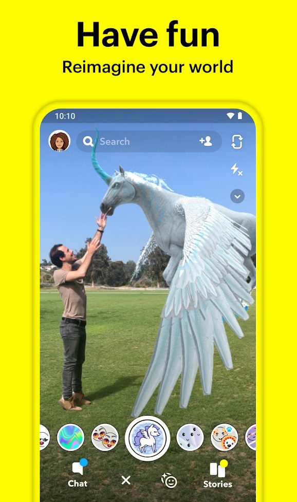 Filters in Snapchat creating a unicorn.