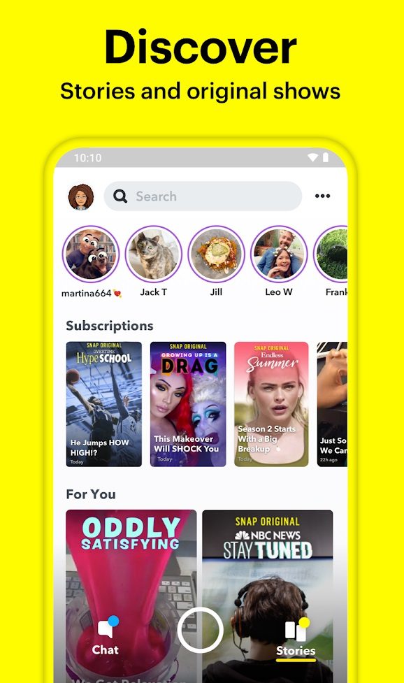 Snapchat's Discover feature.
