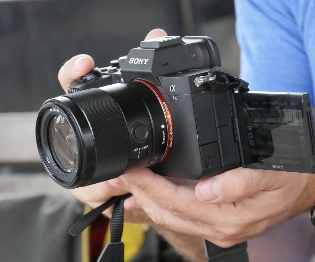 Sony A7S III closeup in hand