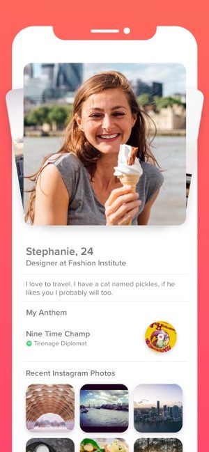 Photo shows a girl's Tinder profile