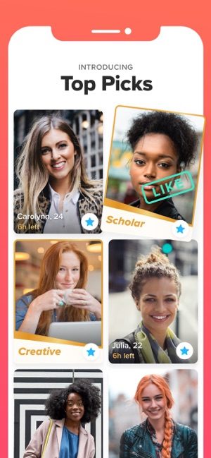 Photo shows pictures of your Top Matches on the Tinder app
