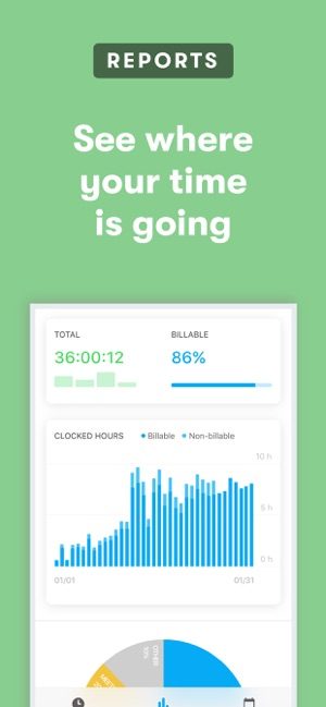 Screenshot of the Toggl app showing reports