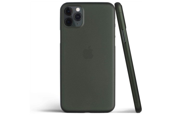 Photo shows the back and side view of an iPhone 11 Pro in a black Totallee Thin Case