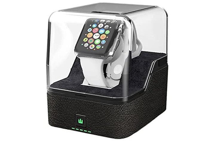Photo shows an Apple Watch in a black and clear case