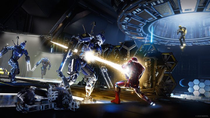 Iron Man fights robots in Marvel's Avengers