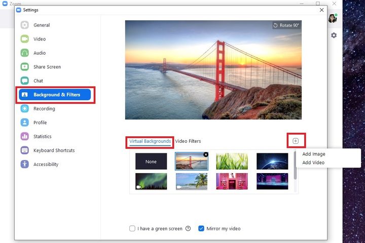 Add virtual background on Zoom screenshot