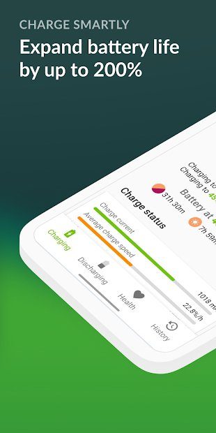 App with text saying to extend battery life up to 200%.