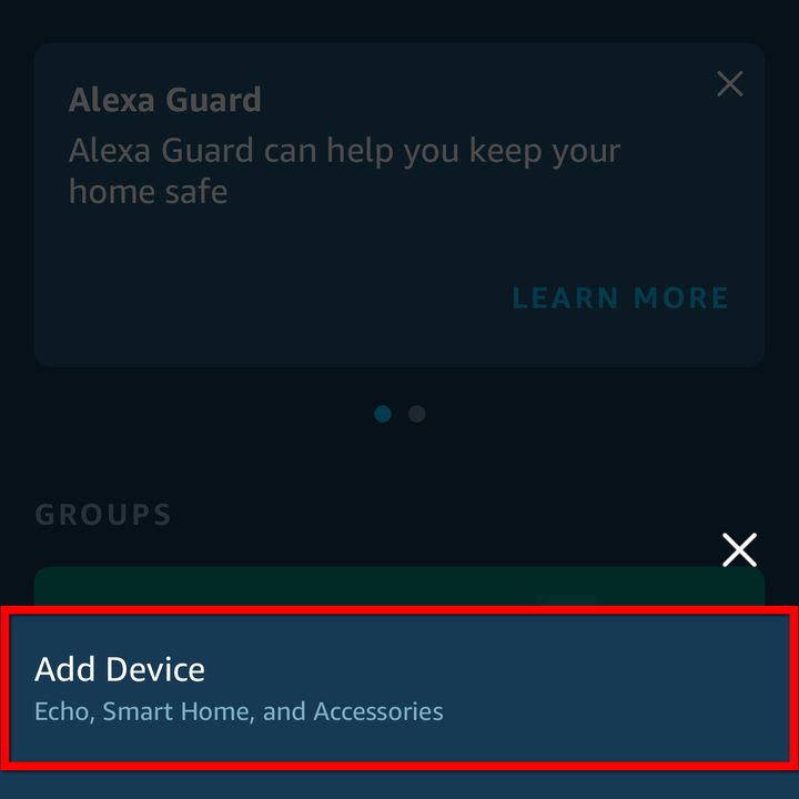 Amazon Alexa iPhone Add Device Menu