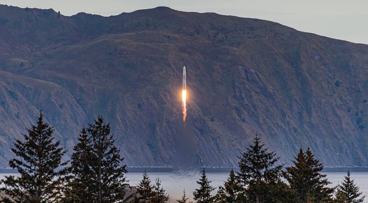 Astra's Rocket 3.1 leaving the pad at the Kodiak launch site