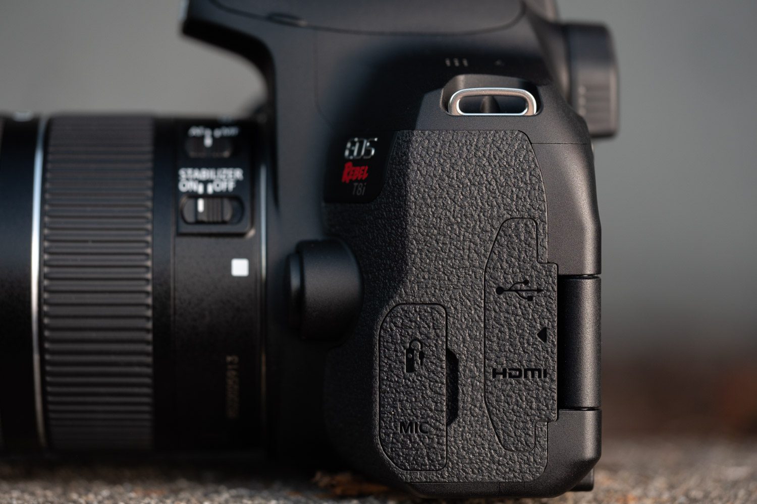Product photo of Canon EOS Rebel T8i, left side
