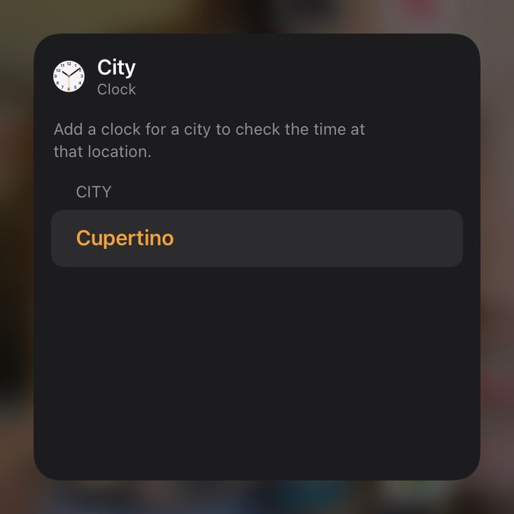 Choosing city for clock.