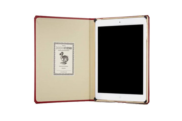 A red Dodocase opened on an iPad 9.7 2018.