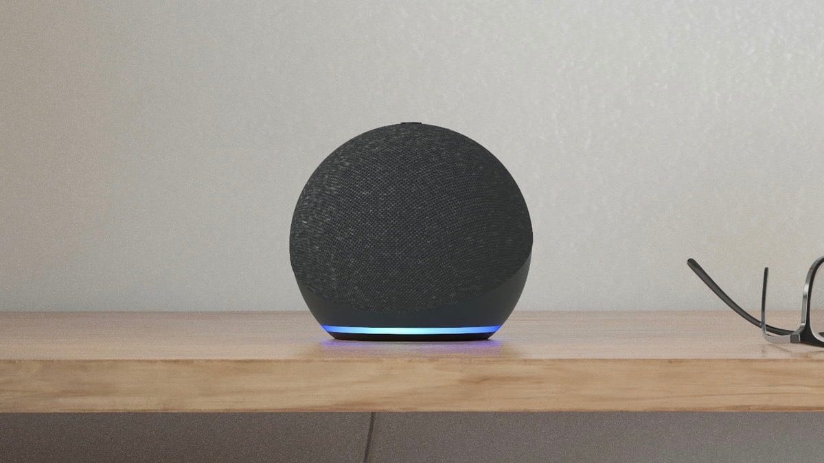 Product still of the new Echo Dot in charcoal