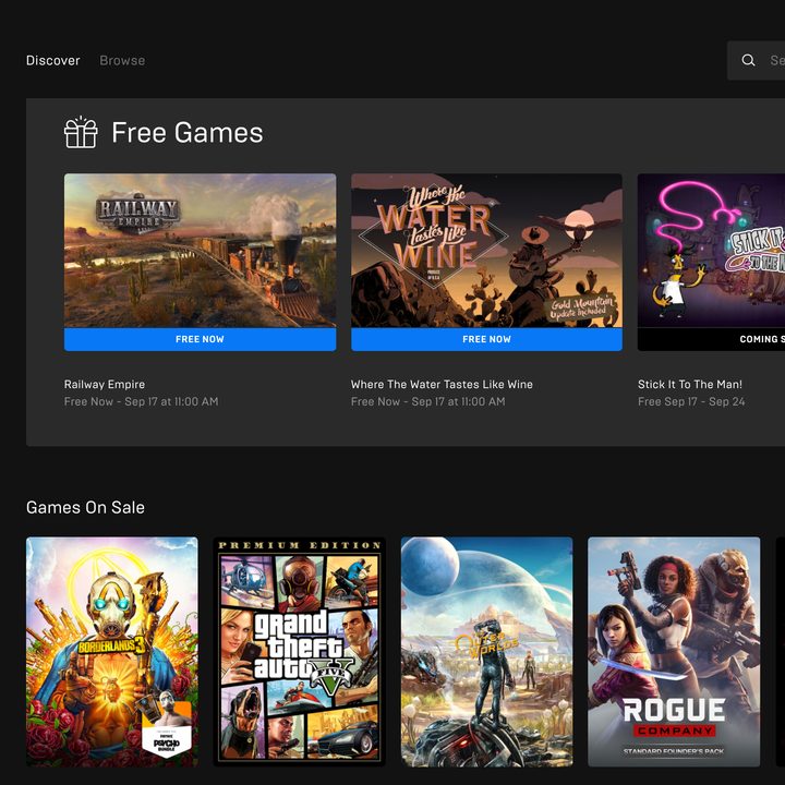 Epic Games Launcher running on a Mac.