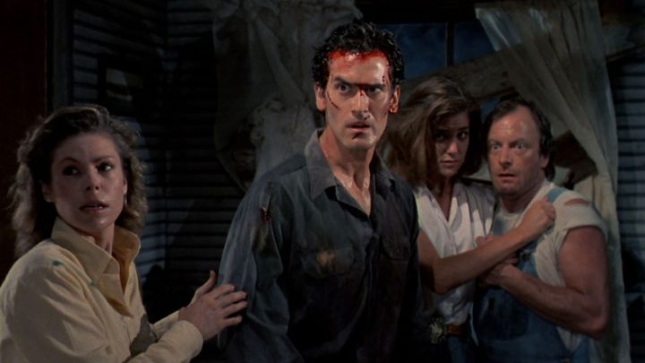 Ash looking bloodied in Evil Dead 2: Dead by Dawn