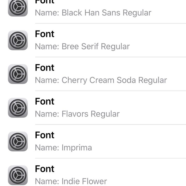 Third-party fonts config file in iOS 13.